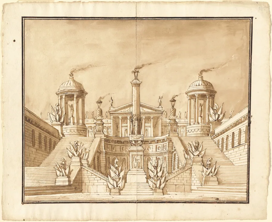 Fantasy of an Ancient Capitol with Trophies and Grand Staircases by Pietro Gonzaga