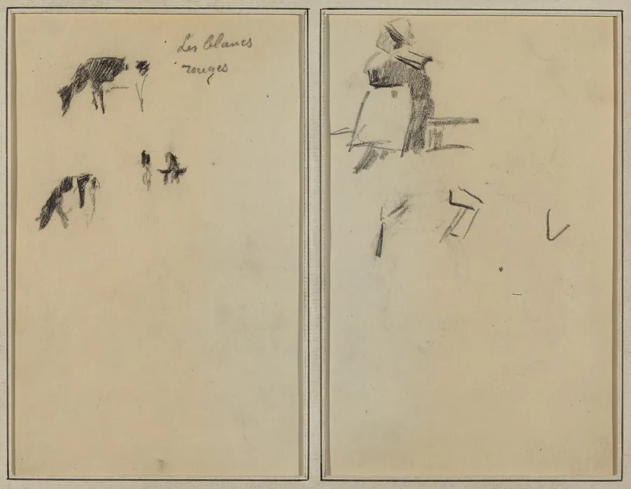 Two Cows; A Seated Breton Woman [verso] by Paul Gauguin
