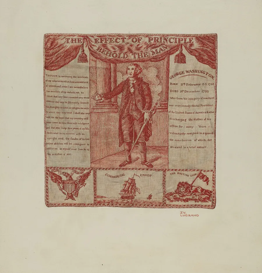Printed Textile - Historical  George Washington by Joseph Lubrano