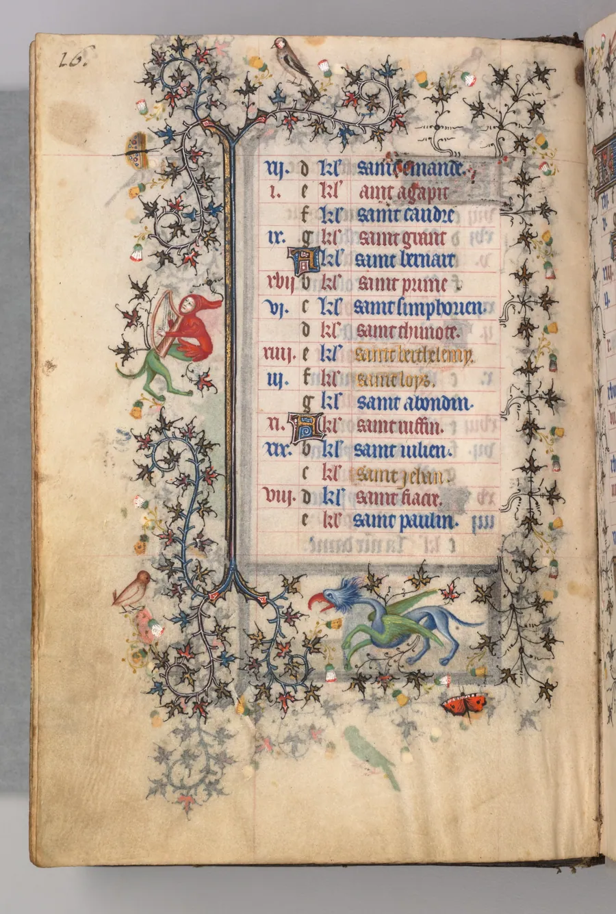 Hours of Charles the Noble, King of Navarre (1361-1425): fol. 8v, August by Master of the Brussels Initials and Associates