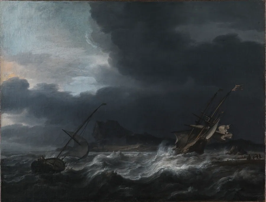 Storm ved en klippekyst by Jan Theunisz Blanckerhoff