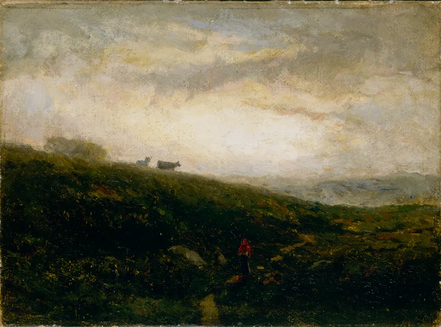 Untitled (cows descending hillside) by Edward Mitchell Bannister, born St. Andrews, New Brunswick, Canada 1828-died Providence, RI 1901