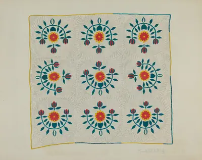 Cotton Quilt - Tulip Design