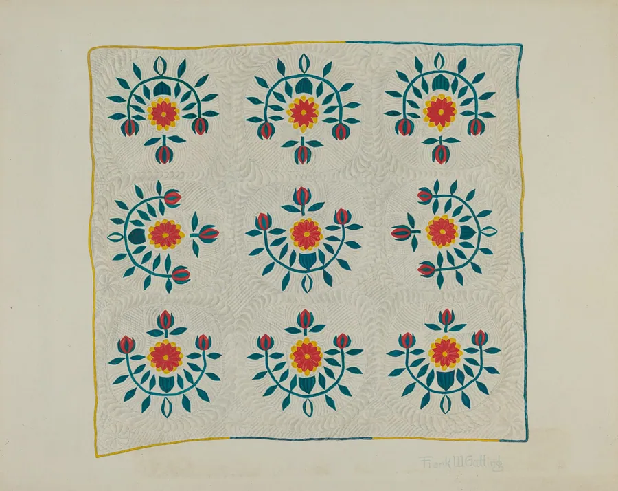 Cotton Quilt - Tulip Design by Frank Gutting