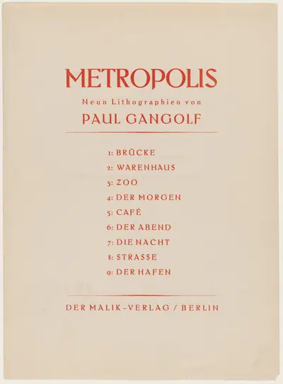 METROPOLIS, Neun lithographien von PAUL GANGOLF...