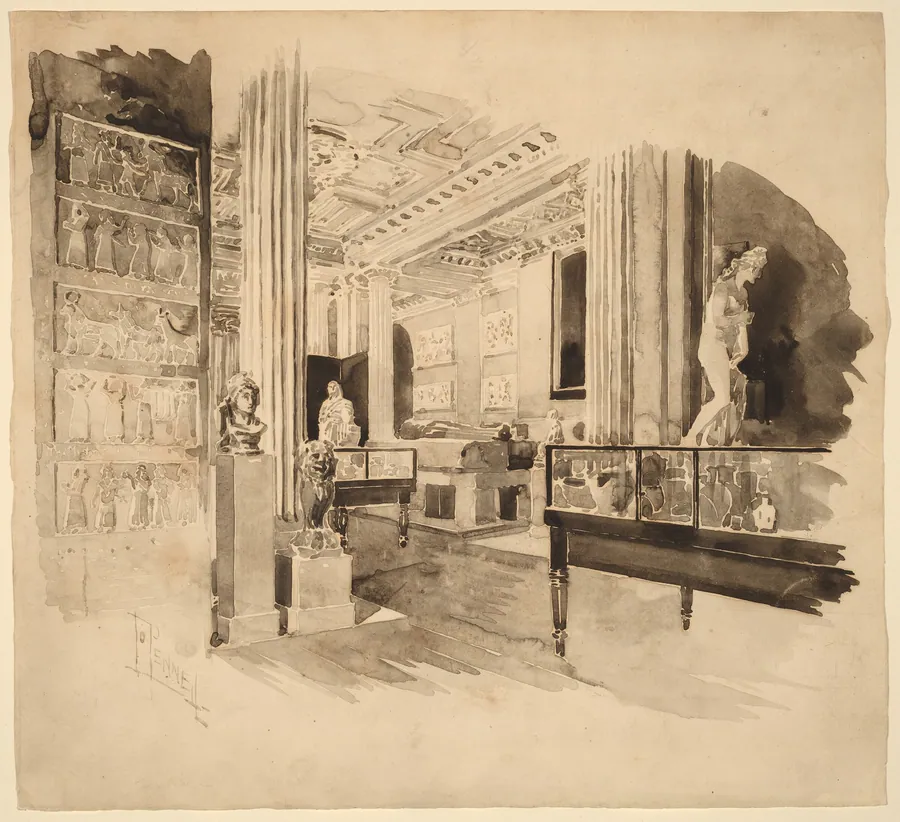 Interior, Fitzwilliam Museum by Joseph Pennell