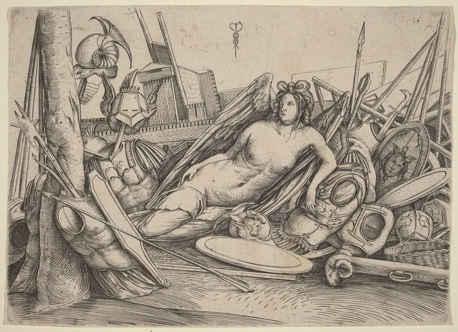 Victory Reclining Amid Trophies by Jacopo de' Barbari