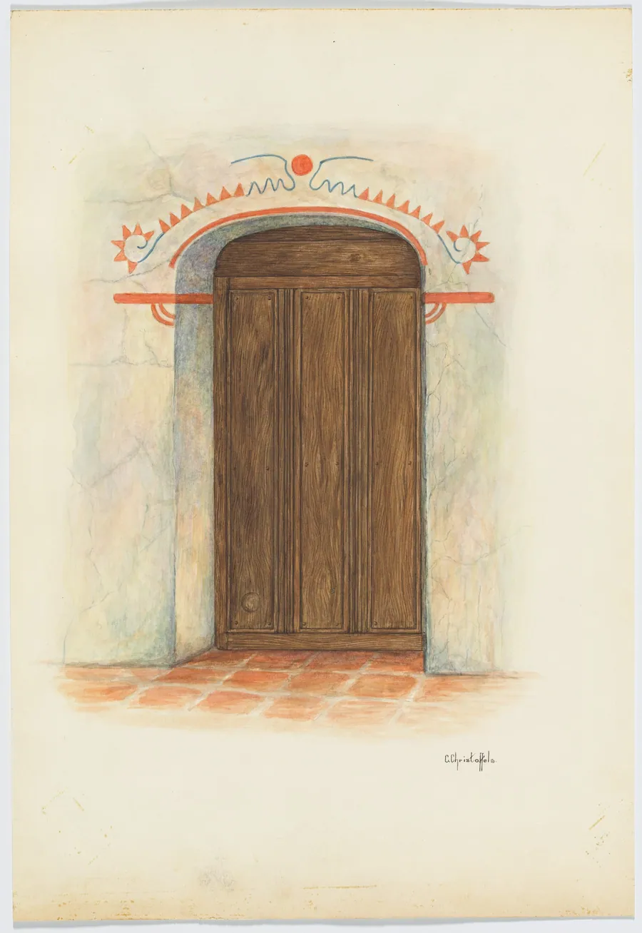 Restoration Drawing Wall Painting and Door, Facade Mission House by Cornelius Christoffels