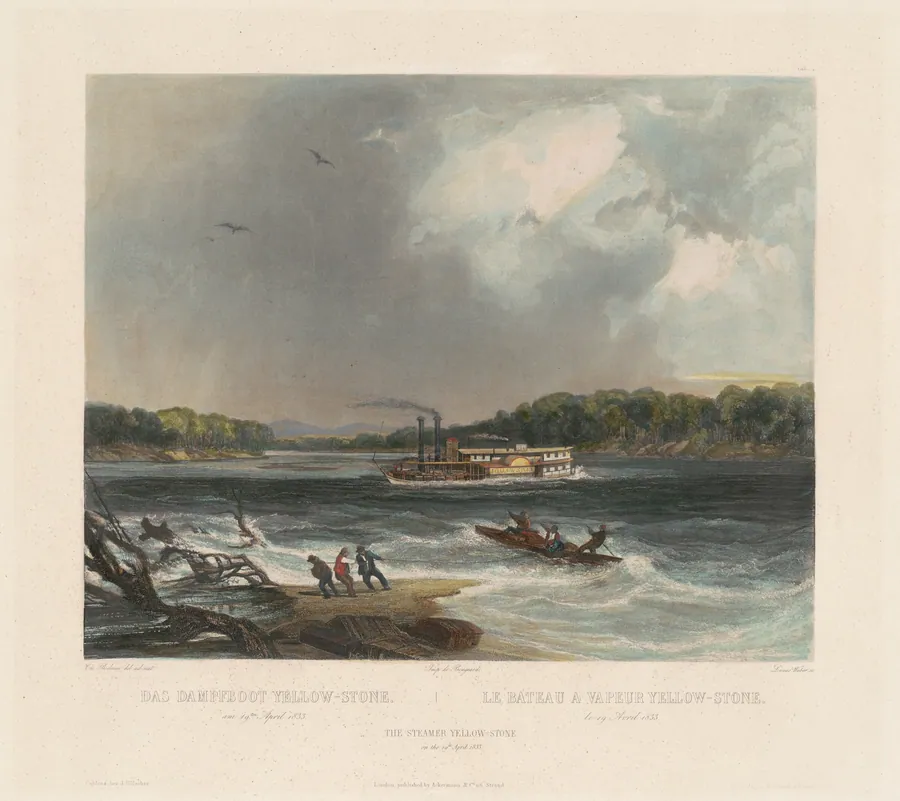 The Steamer Yellow-stone by Karl Bodmer