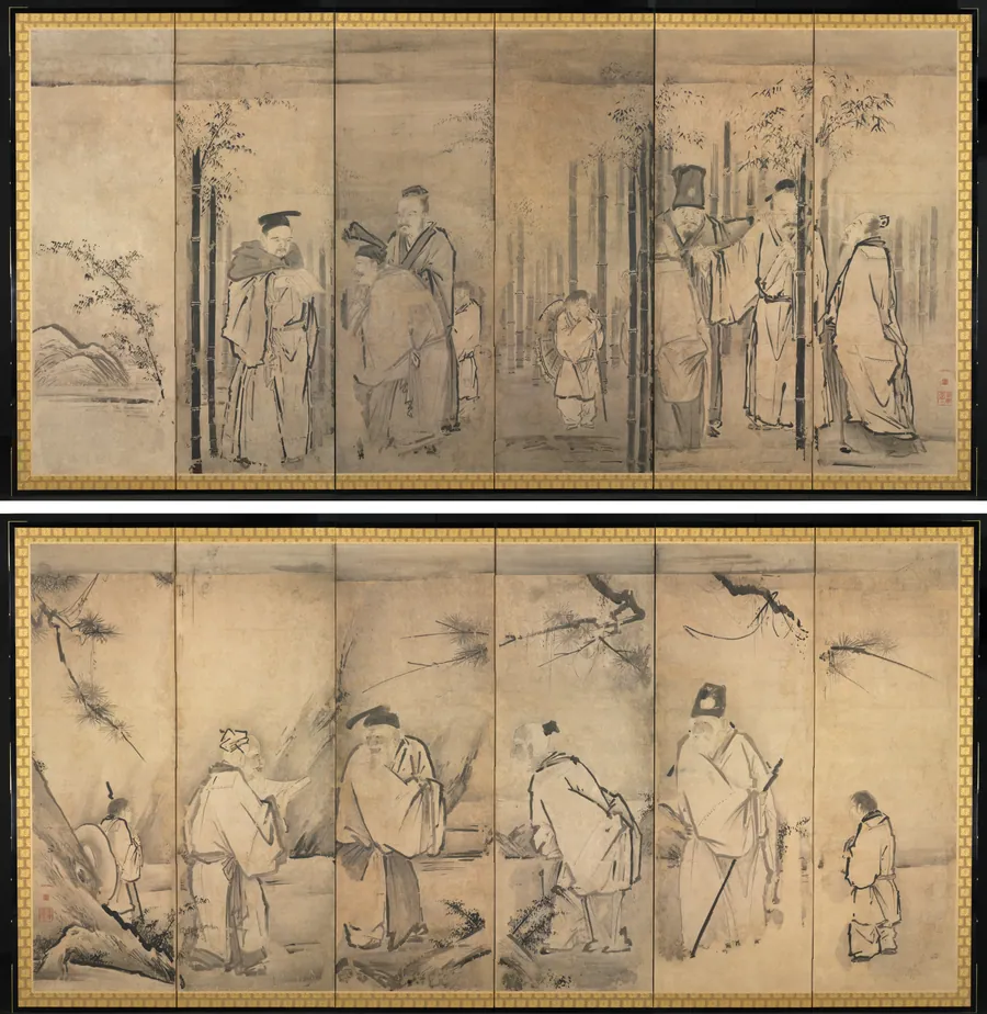Seven Sages of the Bamboo Grove; Four Elders of Mt. Shang by Kano Tan’yū