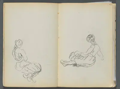 Sketchbook- The Granite Shore Hotel, Rockport, page 042 & 43: Two Seated Female Figures