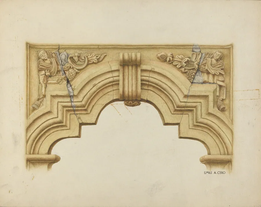 Carved Stone Arch Over Doorway by Emile Cero
