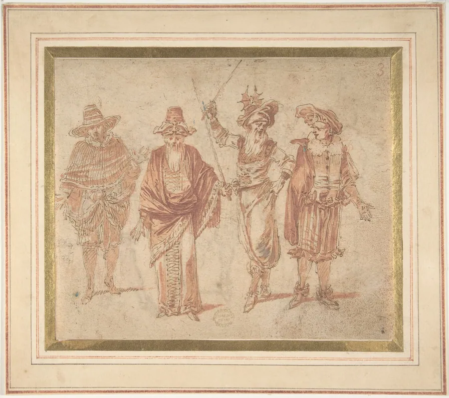 Figures in Theatrical Costumes by Claude Gillot