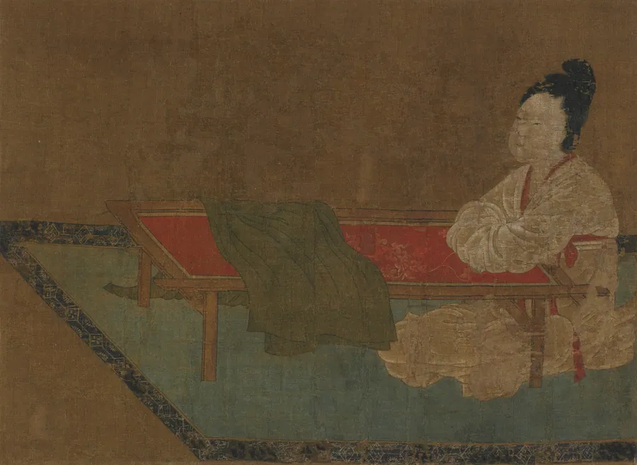 Girl seated at an embroidery frame by Formerly attributed to Zhou Fang (傳)周昉 (ca. 730-ca. 800)