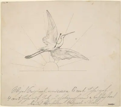 Wounded Crane with an Arrow in its Breast Before Setting Sun