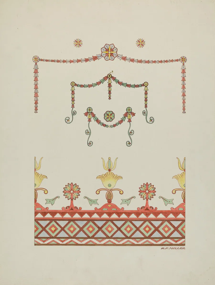Wall Decorations (Drawing Made from a Restoration) by Randolph F. Miller