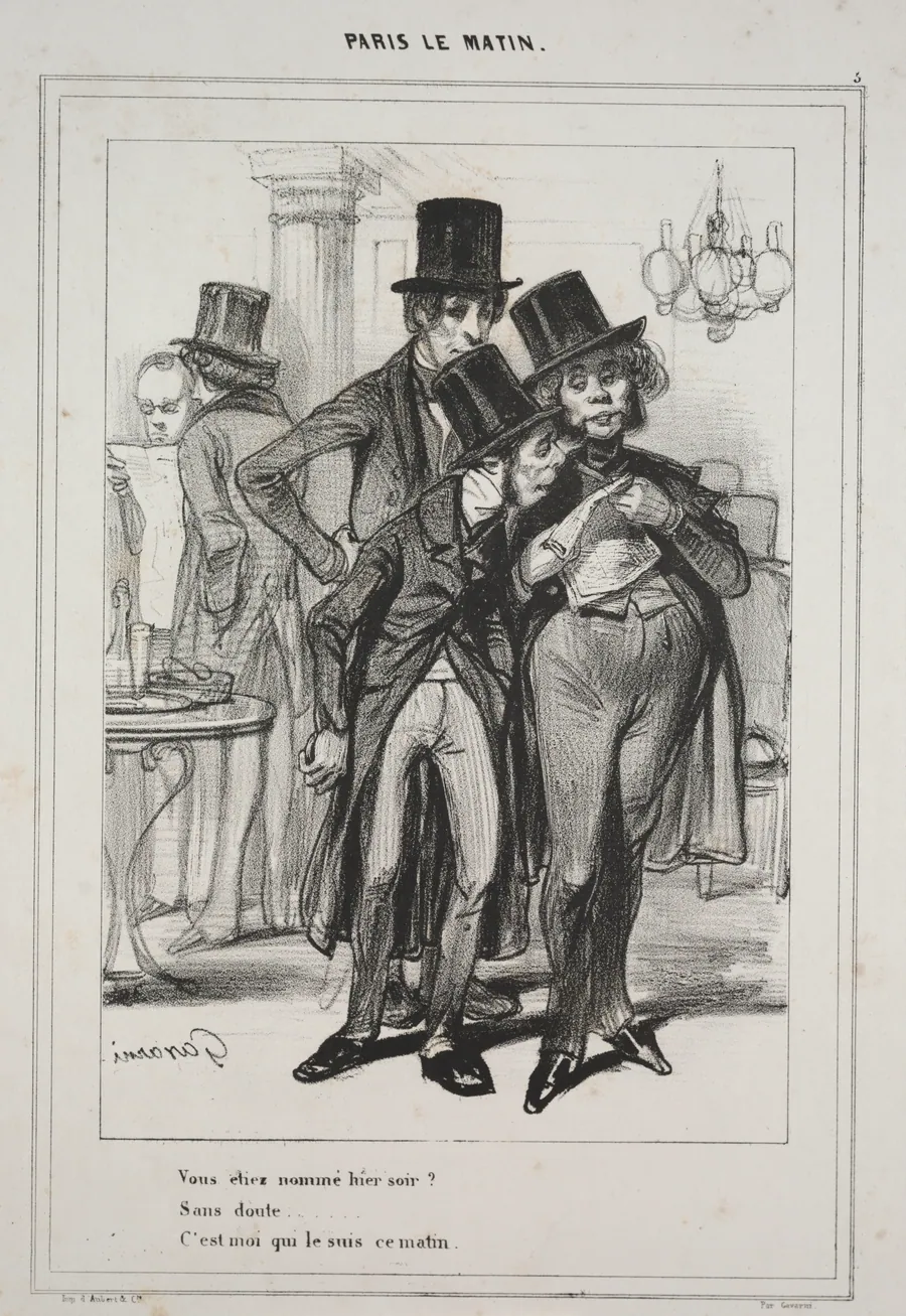 "Vous étiez nommé hier soir?...," from the series Paris Le Matin by Paul Gavarni