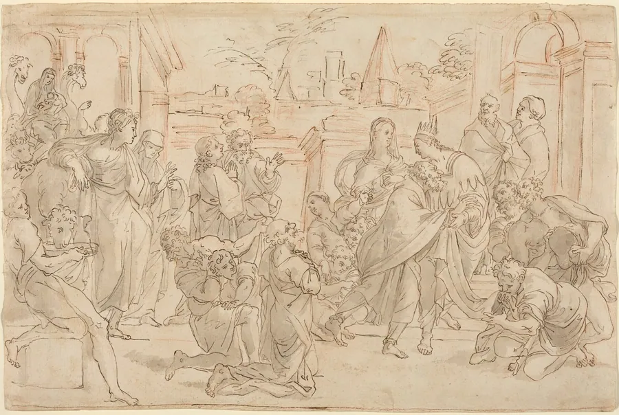 Joseph and His Brother in Egypt [verso] by Italian 17th Century