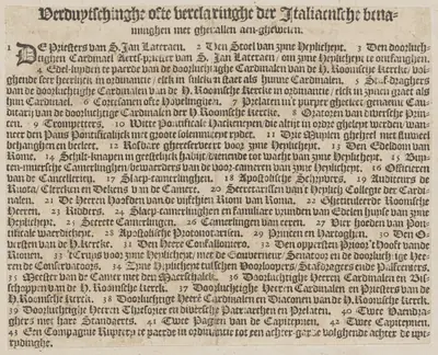 Dutch captions to 'La Calvacatura con le sue Cerimonie'