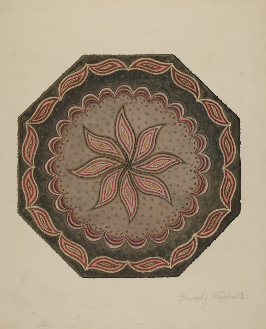 Octagonal Hooked Rug by Beverly Chichester