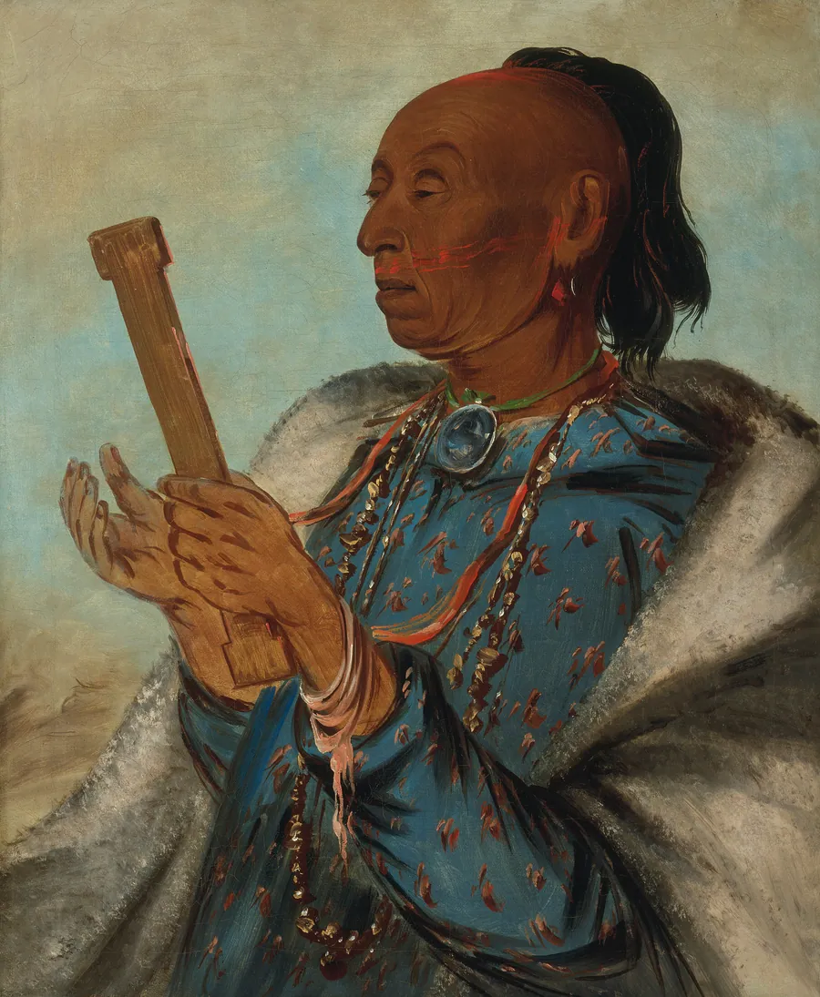 Ah-tón-we-tuck, Cock Turkey, Repeating His Prayer by George Catlin, born Wilkes-Barre, PA 1796-died Jersey City, NJ 1872