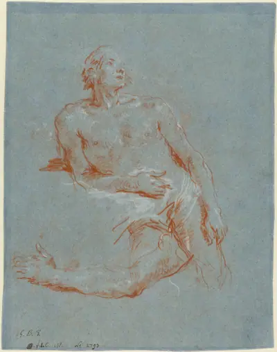 Male Nude Leaning on His Elbow (verso)