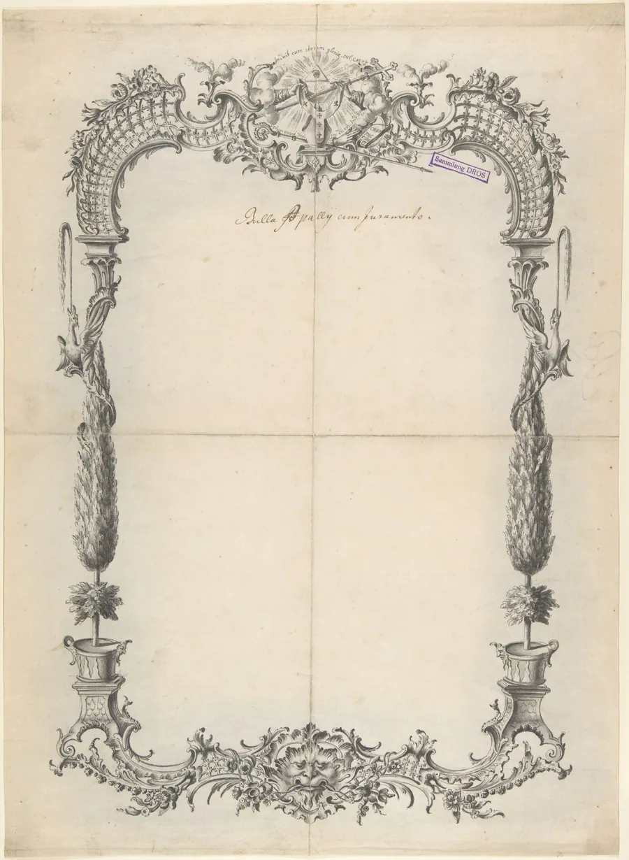Design for Frame with Trees and Trellises by Johann Oktavian Salver