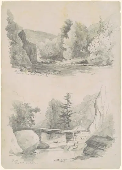 Below Fawn's Leap, Catskill Mountains; and Above the Bridge