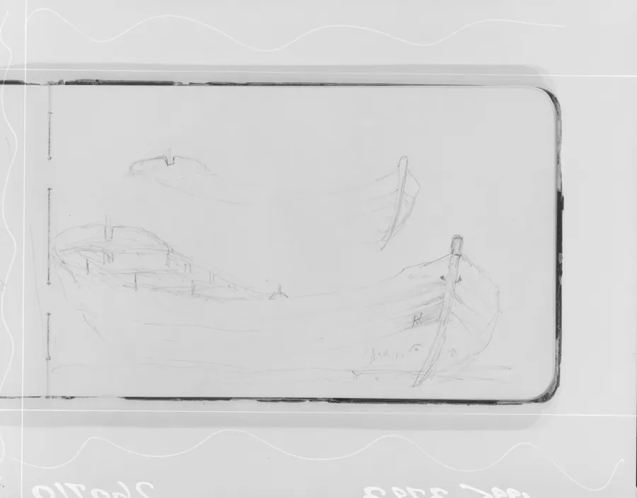 Outline Sketches of Two Rowboats (from Sketchbook) by Albert Bierstadt