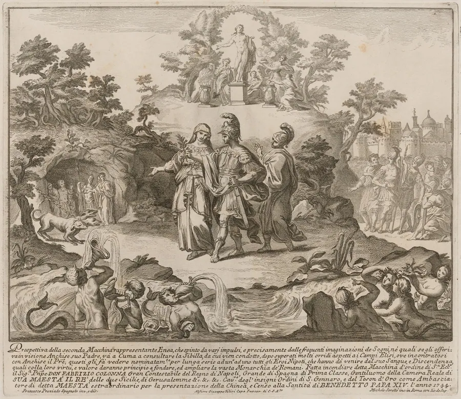 The Seconda Macchina for the Chinea of 1744: Aeneas and Cumaean Sibyl by Miguel de Sorellò