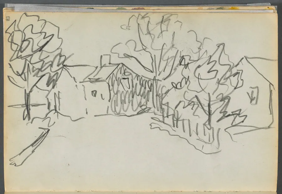 Sketchbook- The Granite Shore Hotel, Rockport, page 083: Village Scene by Maurice Prendergast