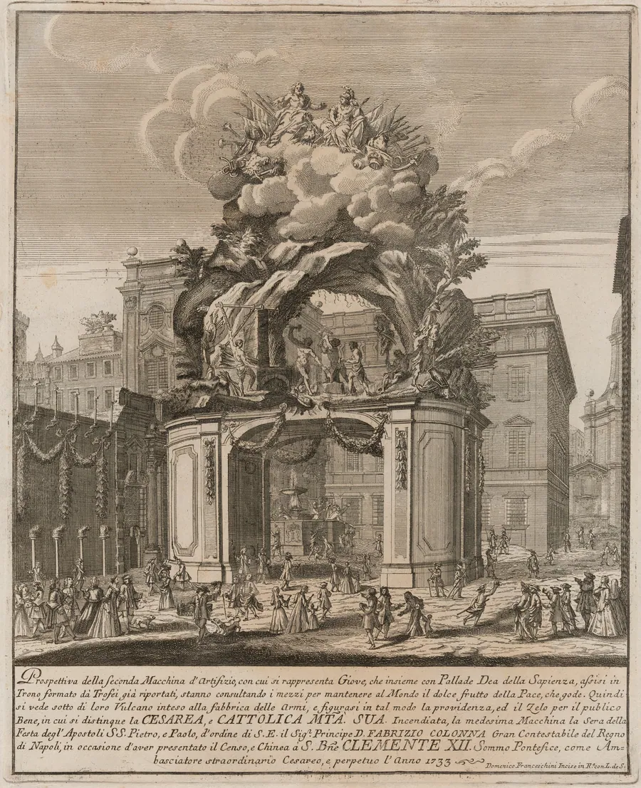 The Seconda Macchina for the Chinea of 1733: Jupiter and Minerva and the Forge of Vulcan by Domenico Franceschini