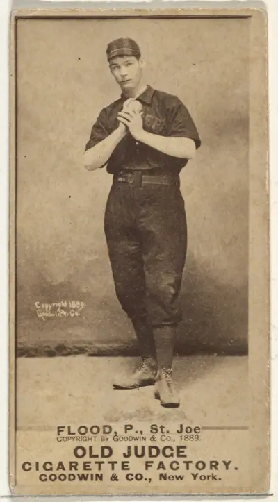 Thomas J. Flood, Pitcher, St. Joseph Clay Eaters, from the Old Judge series (N172) for Old Judge Cigarettes