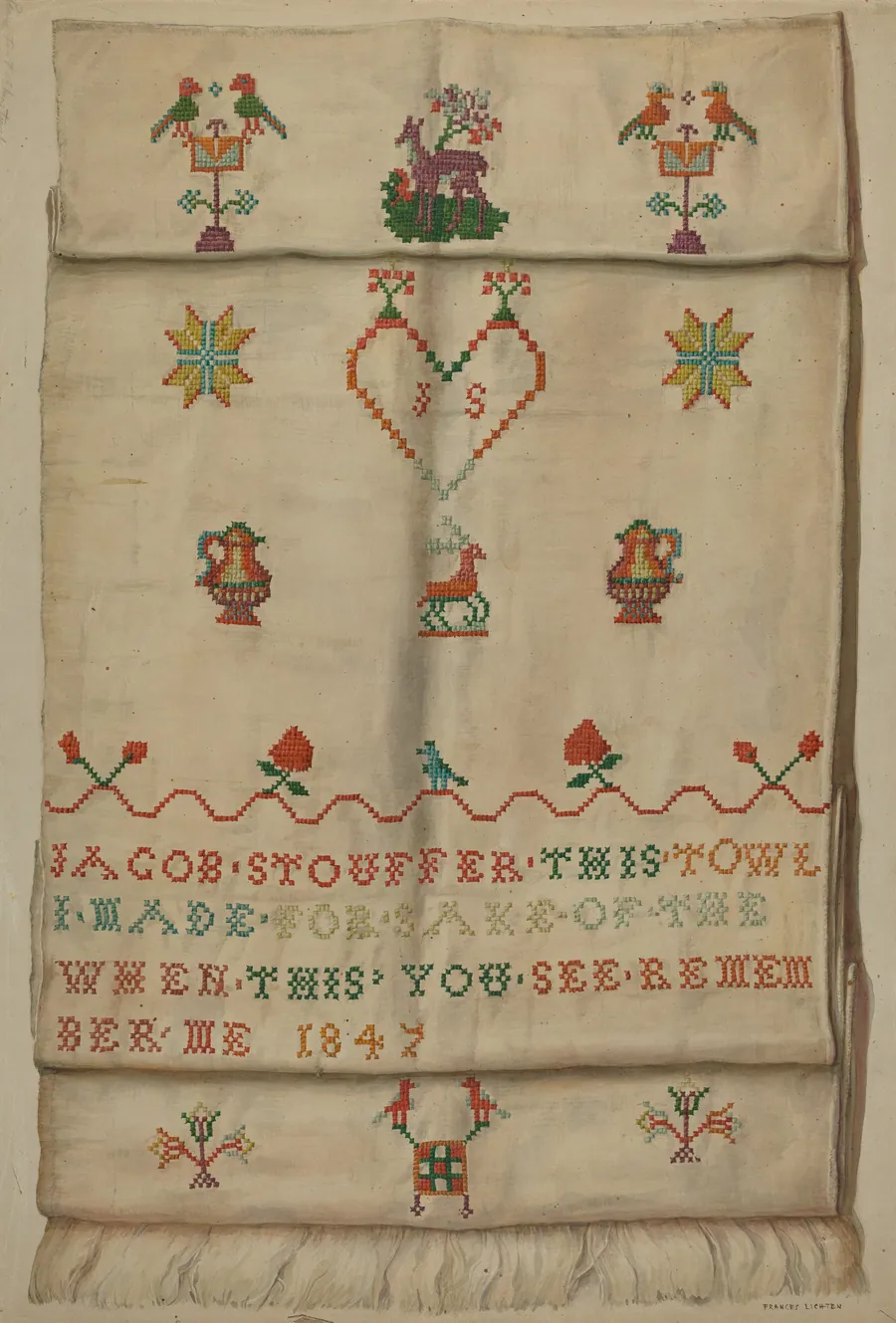 Pa. German Show Towel by Frances Lichten