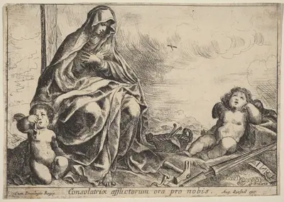 Virgin Bowing to Instruments of the Passion