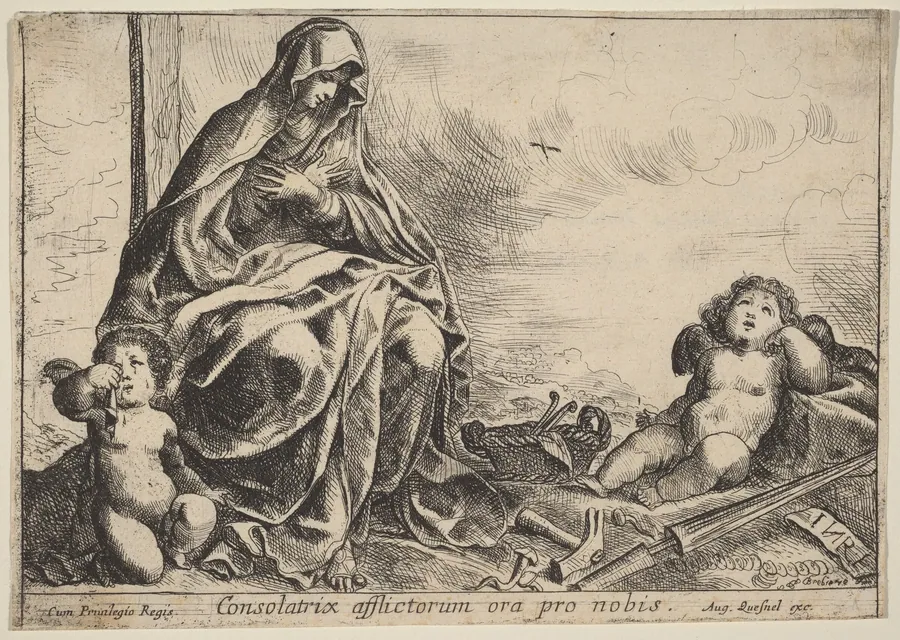 Virgin Bowing to Instruments of the Passion by Pierre Brebiette