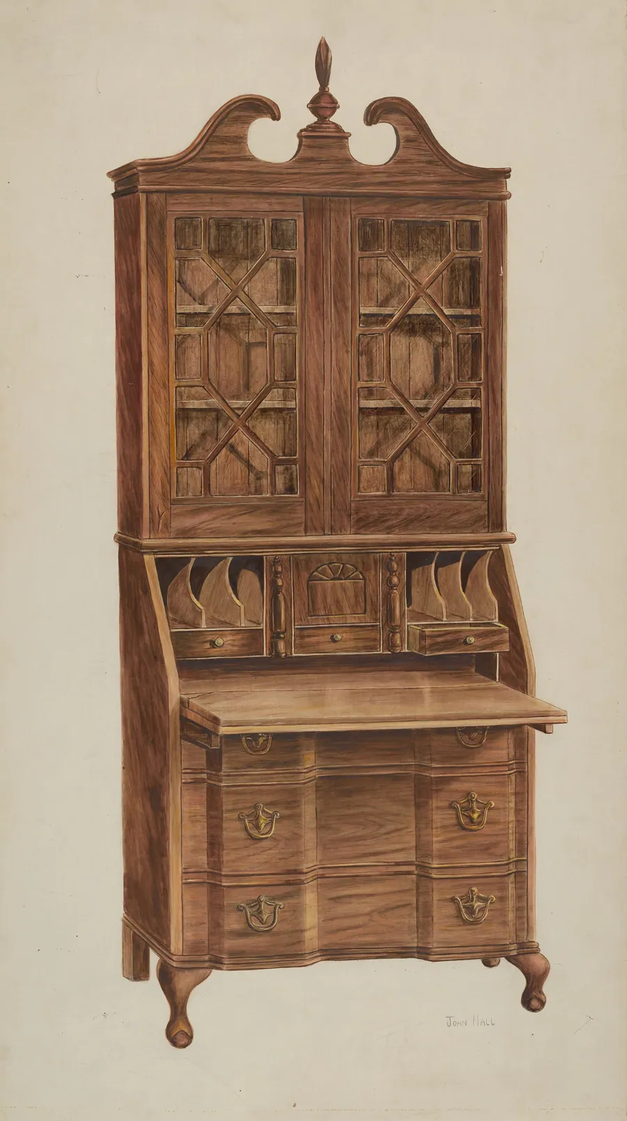 Block-front Secretary (walnut) by John Hall