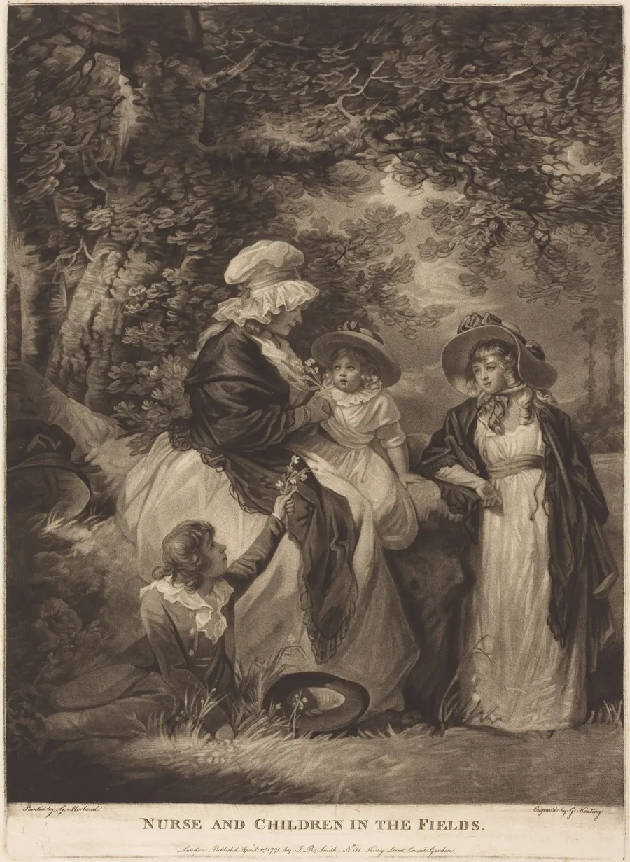 Nurse and Children in the Fields by George Keating