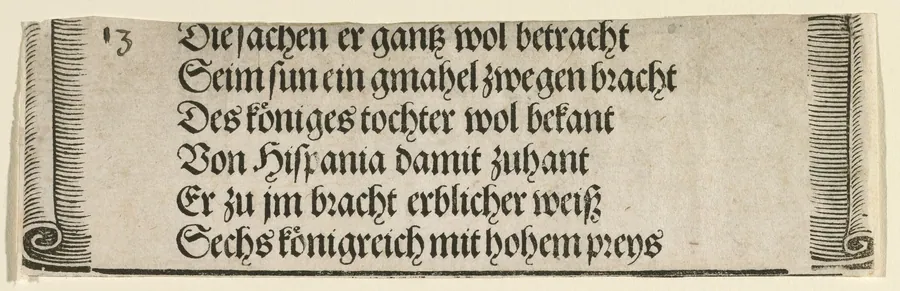 Printed text for "The Betrothal of Philip the Fair with Joan of Castile" by Albrecht Dürer