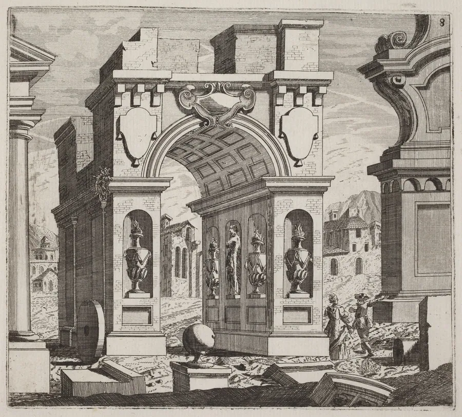 Architectural Fantasy with a Triumphal Arch by Giuseppe Antonio Landi