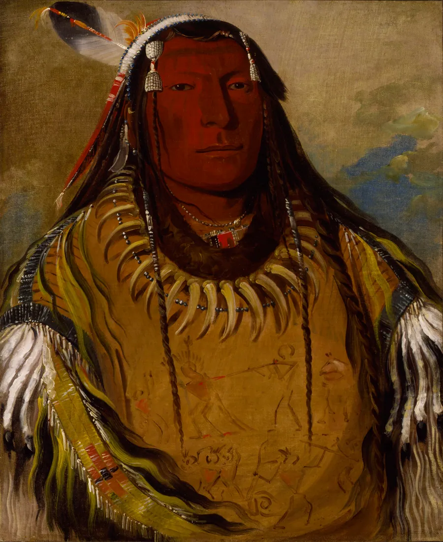 Pa-ris-ka-roó-pa, Two Crows, a Chief by George Catlin, born Wilkes-Barre, PA 1796-died Jersey City, NJ 1872