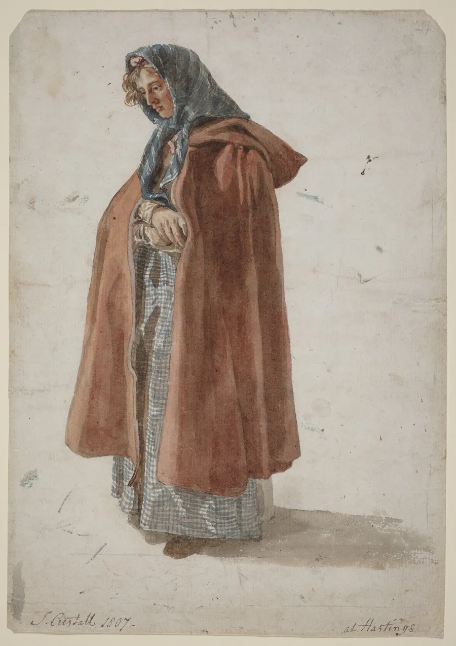 Young Woman in a Kerchief and Cloak at Hastings by Joshua Cristall