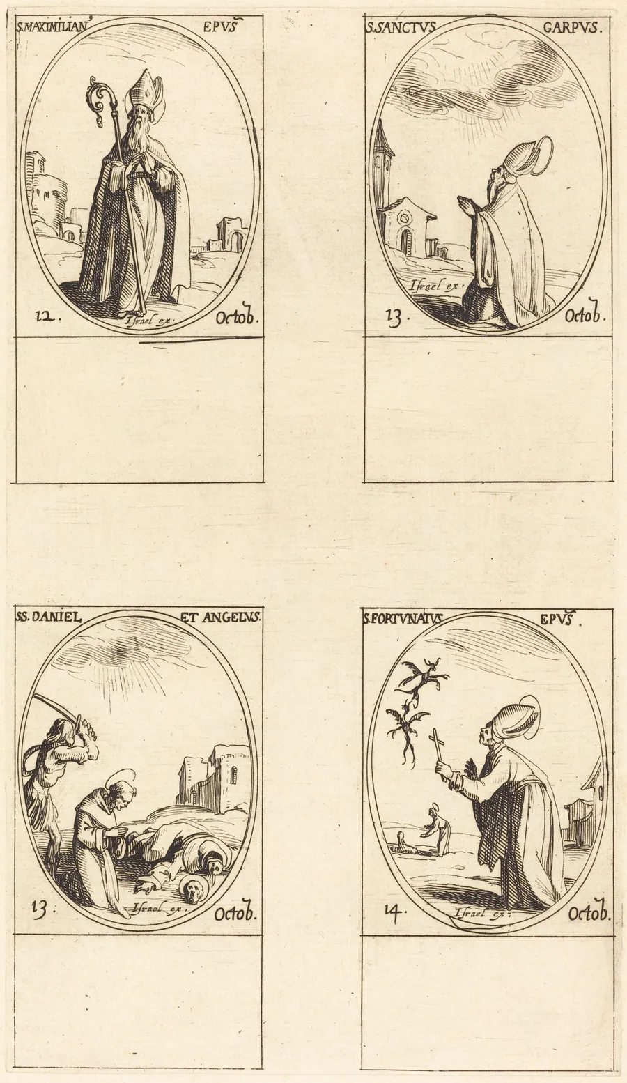 St. Maximilian; St. Carpus; St. Daniel and Angelus; St. Fortunatus by Jacques Callot