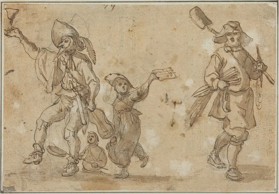Three Revelers and a Gardner by Sebastian Vrancx