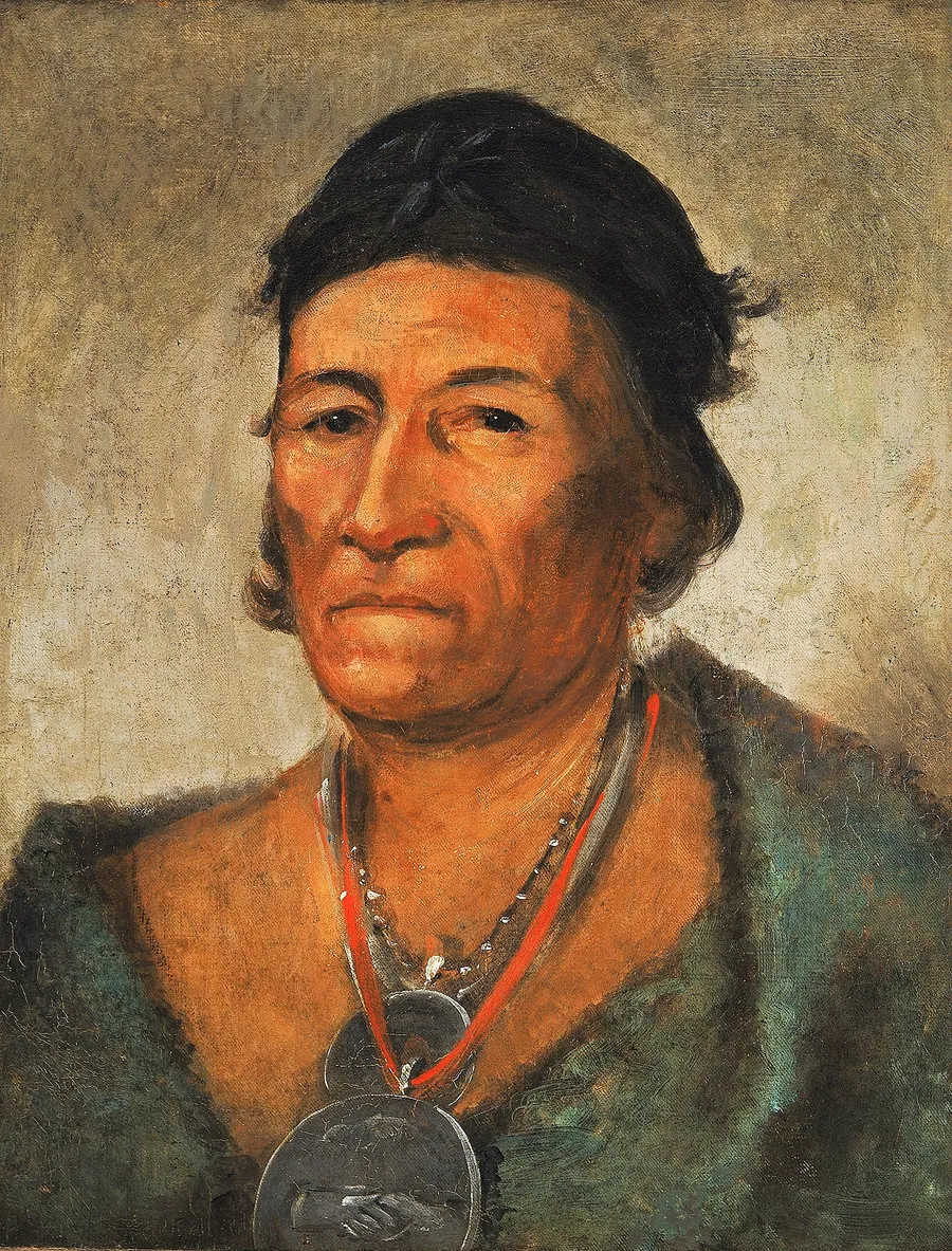 Ko-mán-i-kin, Big Wave, an Old and Distinguished Chief by George Catlin, born Wilkes-Barre, PA 1796-died Jersey City, NJ 1872