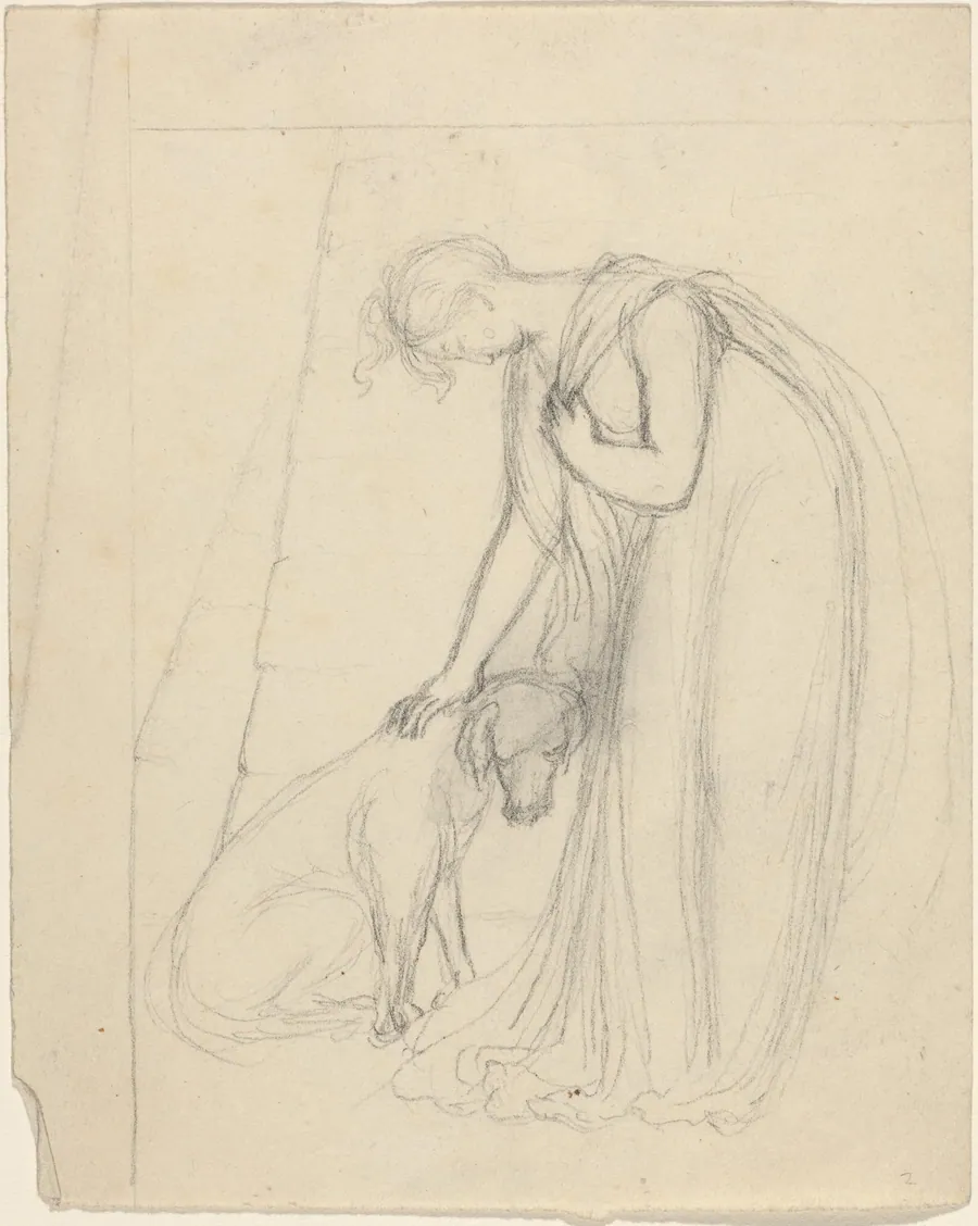 Woman Patting a Dog by John Flaxman