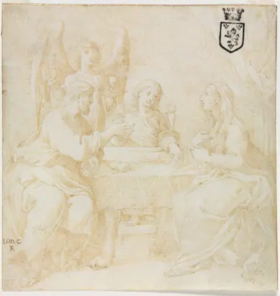 The Holy Family at Table Served by an Angel