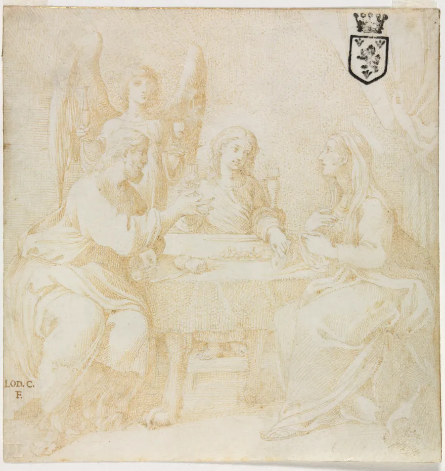 The Holy Family at Table Served by an Angel by Ludovico Carracci