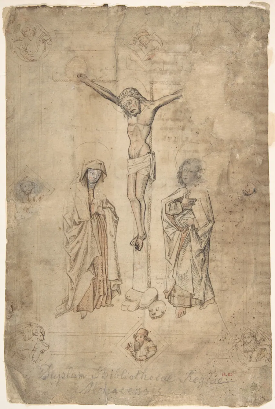 Crucifixion with the Virgin and St. John the Evangelist by Anonymous, German, 15th century