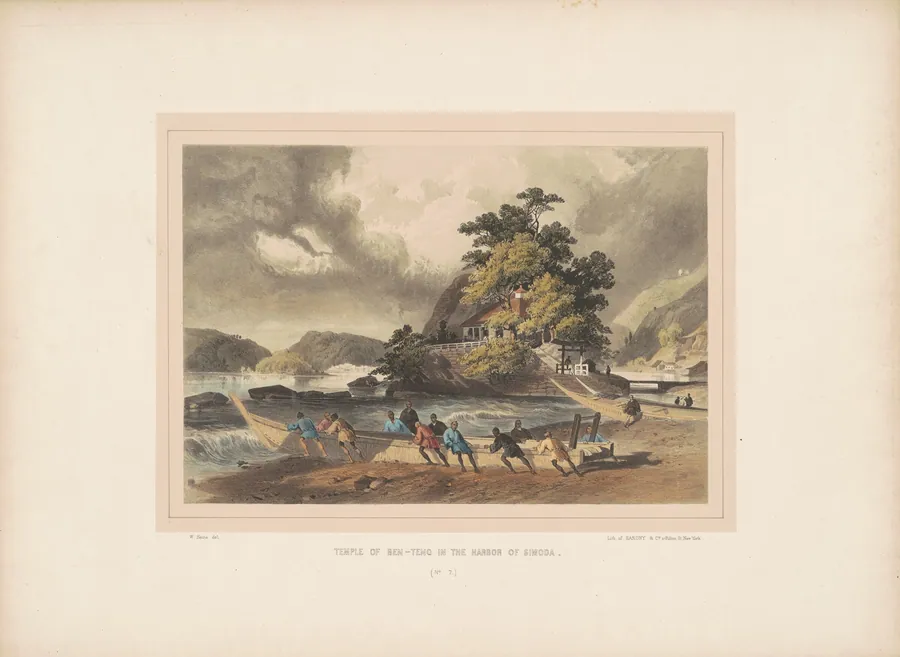Temple of Ben-teng in the Harbor of Simoda by William Heine